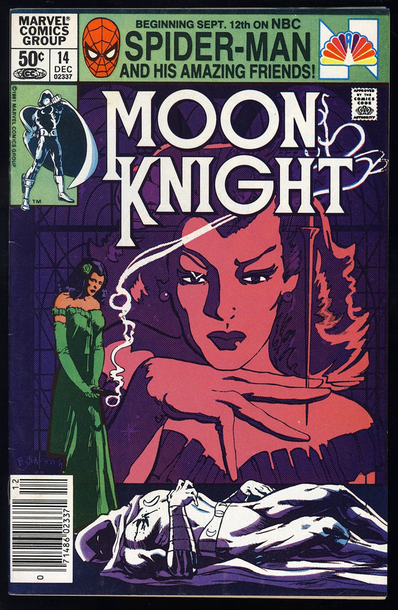 Moon Knight #14 Marvel 1981 (VF/NM) 1st Stained Glass Scarlet! NEWSSTAND!