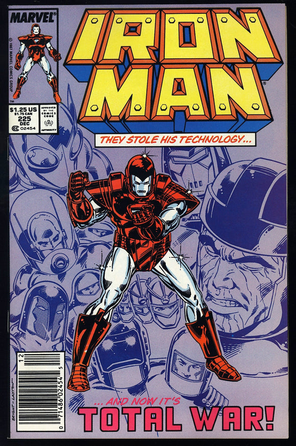 Iron Man #225 Marvel 1987 (NM-) Armour Wars Part 1! NEWSSTAND!