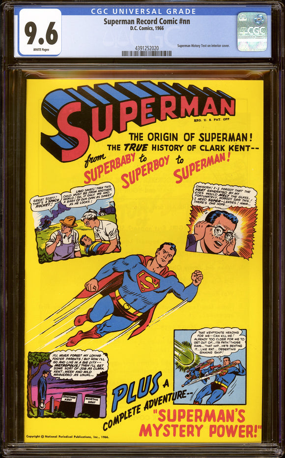 Superman of America 1966 Golden Record With Graded CGC 9.6 Comic!