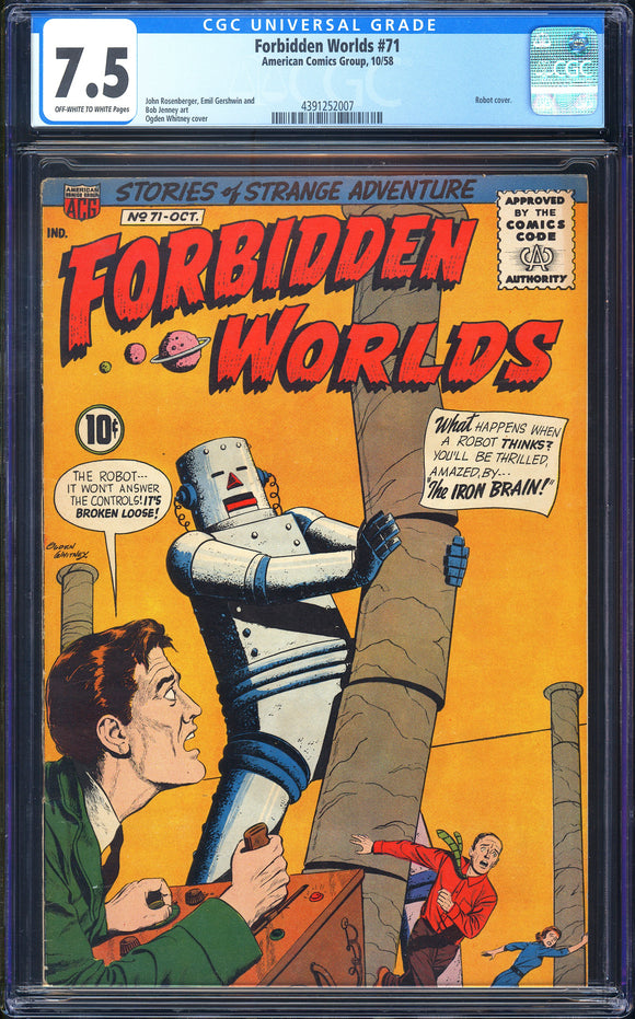 Forbidden Worlds #71 CGC 7.5 (1958) Golden Age ACG Robot Cover!