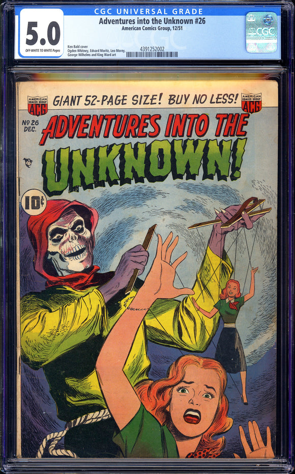Adventures into the Unknown #26 CGC 5.0 (1951) ACG Golden Age!