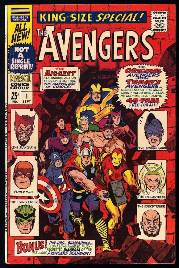 King Size Avengers #1 Marvel 1967 (FN/VF) New Team VS Old Team!