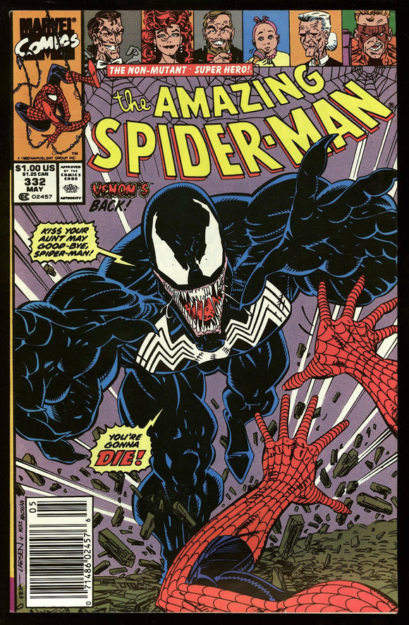 Amazing Spider-Man #332 Marvel 1990 (VF/NM) NEWSSTAND! Venom!