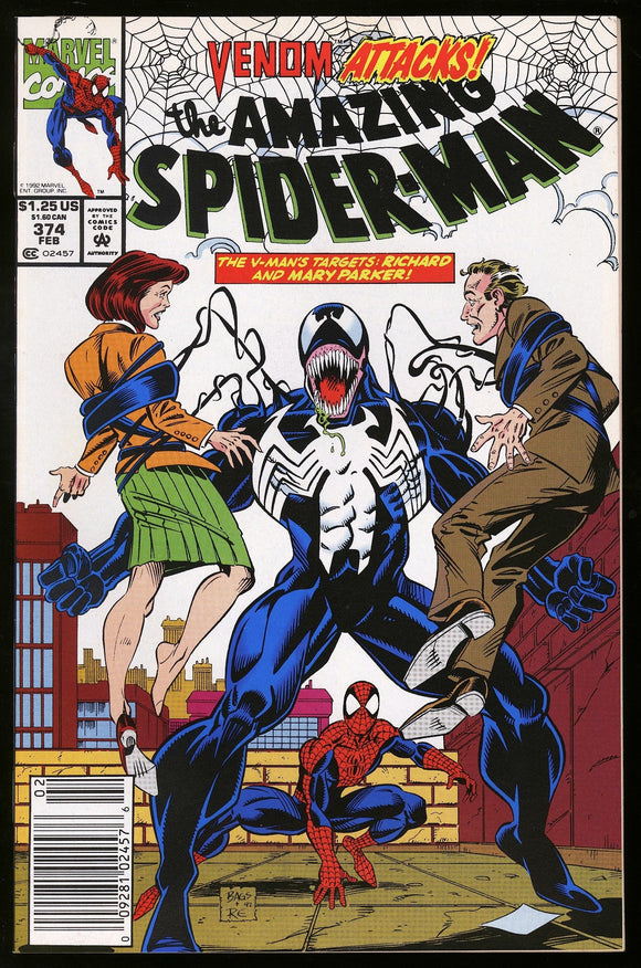 Amazing Spider-Man #374 Marvel 1992 (NM) NEWSSTAND! Venom Cover