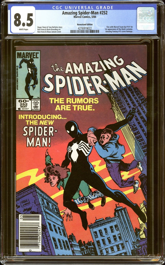Amazing Spider-Man #252 CGC 8.5 (1984) 1st Black Costume! NEWSSTAND!