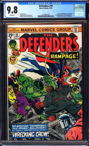 Defenders #18 CGC 9.8 White Pages
